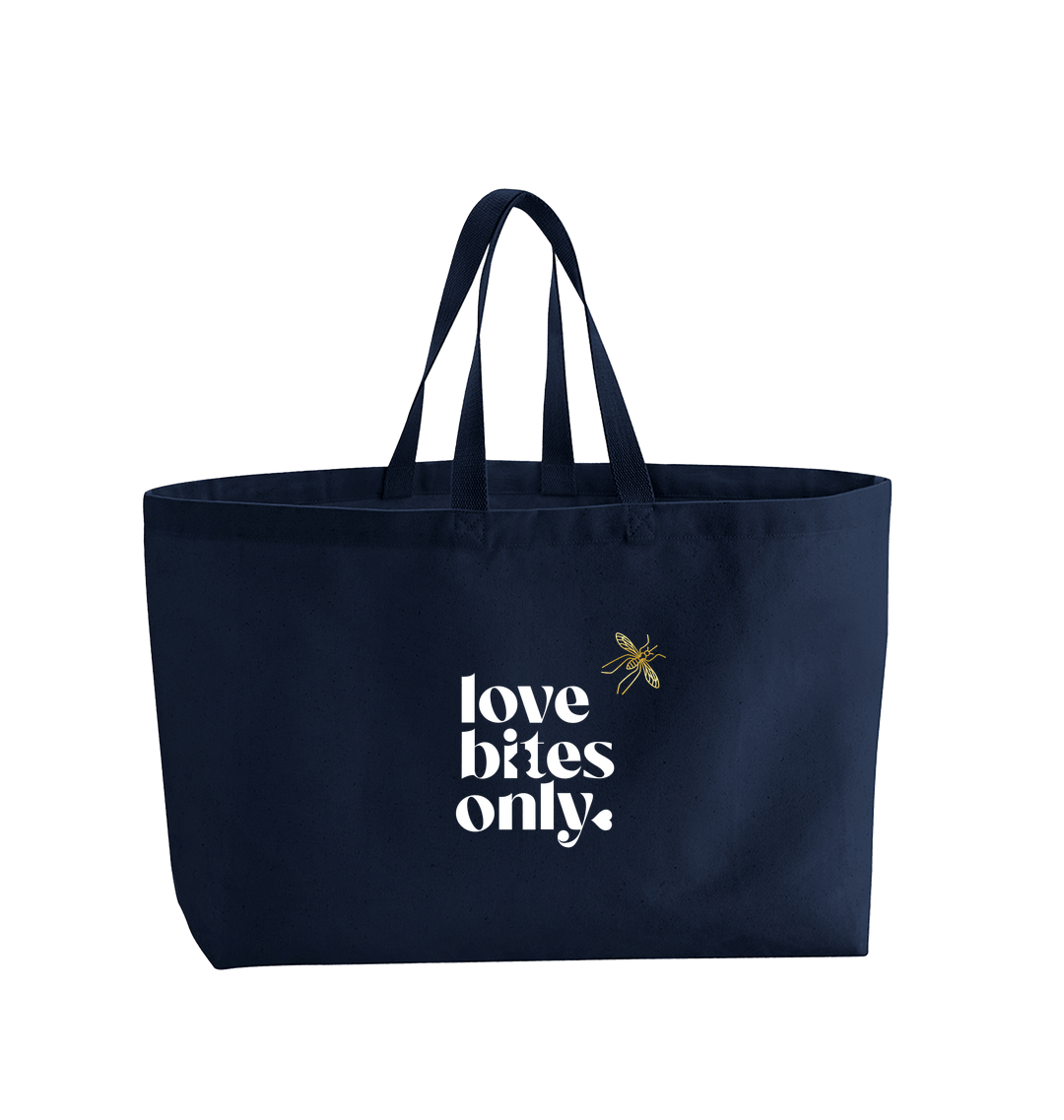 French Navy Printed Bag Front